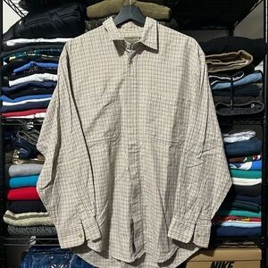 Calvin Klein Men's Beige Plaid Button Down Shirt